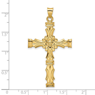 14k Yellow Gold Polished Solid Fancy Design Cross Pendant XR1894