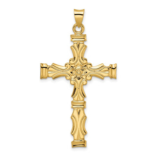 14k Yellow Gold Polished Solid Fancy Design Cross Pendant XR1894