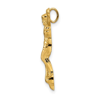 14k Yellow Gold Polished Solid Risen Christ Chain Slide Pendant XR1897