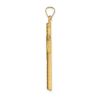 14k Two-tone Gold Polished Hollow Woven Double Cross Pendant