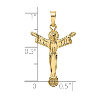 14k Yellow Gold Polished Solid Risen Christ Pendant XR1901