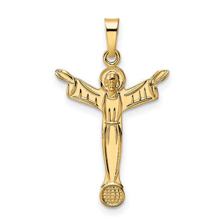 14k Yellow Gold Polished Solid Risen Christ Pendant XR1901
