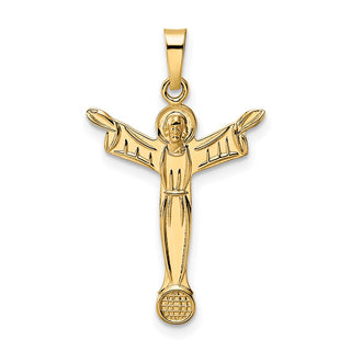 14k Yellow Gold Polished Solid Risen Christ Pendant XR1901