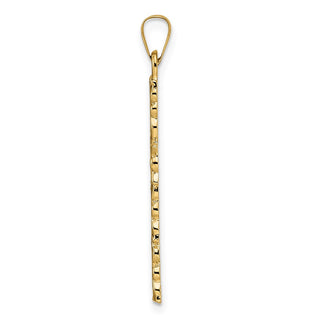 14k Yellow Gold Polished and Textured Solid Floral Cross Pendant XR1902