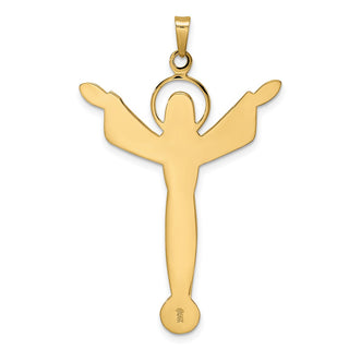 14k Yellow Gold Polished Solid Risen Christ Pendant XR1903