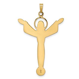 14k Yellow Gold Polished Solid Risen Christ Pendant XR1903