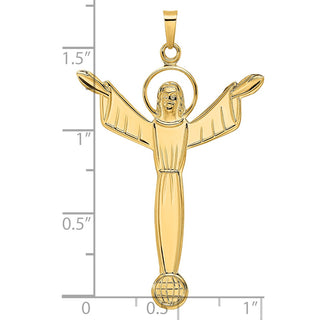 14k Yellow Gold Polished Solid Risen Christ Pendant XR1903