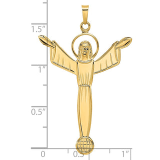 14k Yellow Gold Polished Solid Risen Christ Pendant XR1903