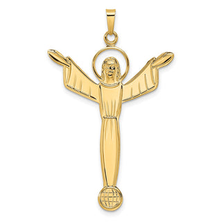 14k Yellow Gold Polished Solid Risen Christ Pendant XR1903