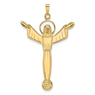 14k Yellow Gold Polished Solid Risen Christ Pendant XR1903
