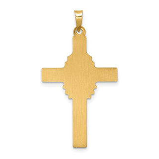 14k Yellow Gold Polished and Satin Hollow Cross Pendant