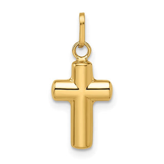 14k Yellow Gold Polished Puffed Cross Charm XR1908