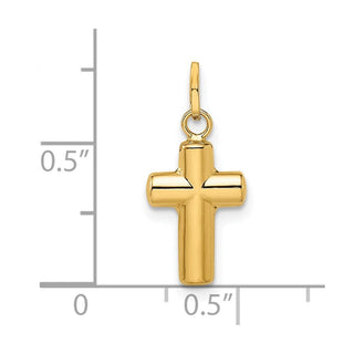 14k Yellow Gold Polished Puffed Cross Charm XR1908