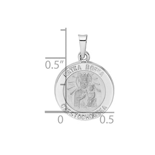 14k White Gold Polished and Satin Hollow Matka Boska Medal Pendant