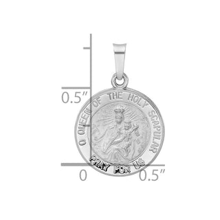 14k White Gold Polished and Satin Hollow Queen of Holy Scapular Medal Pendant