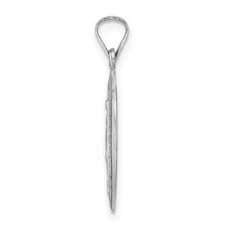 14k White Gold Polished and Satin Hollow Miraculous Medal Pendant