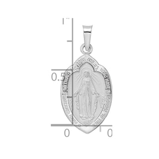 14k White Gold Polished and Satin Hollow Miraculous Medal Pendant