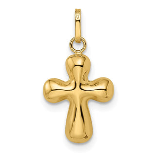 14k Yellow Gold Polished Puffed Cross Charm XR1914