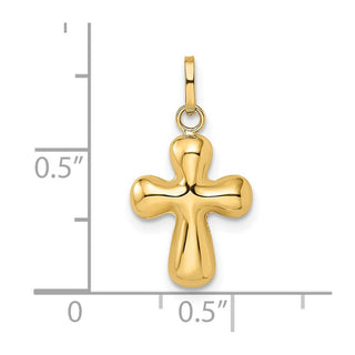14k Yellow Gold Polished Puffed Cross Charm XR1914