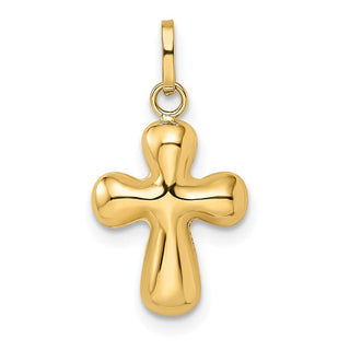 14k Yellow Gold Polished Puffed Cross Charm XR1914