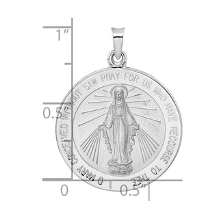 14k White Gold Polished Miraculous Solid Medal Pendant