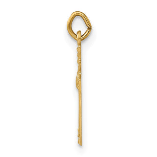 14k Yellow Gold Polished Solid Heart Cross Charm