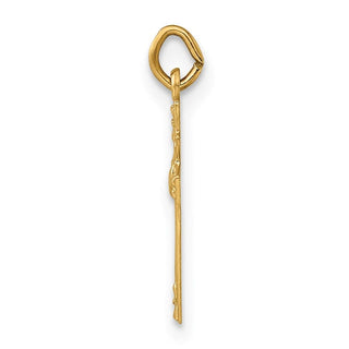 14k Yellow Gold Polished Solid Heart Cross Charm