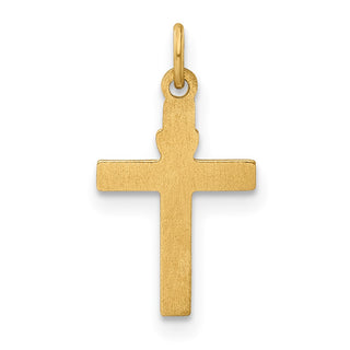 14k Yellow Gold Polished Solid Heart Cross Charm