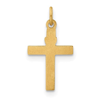 14k Yellow Gold Polished Solid Heart Cross Charm