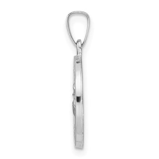14k White Gold Polished and Satin Hollow St Anthony Medal Pendant XR1917