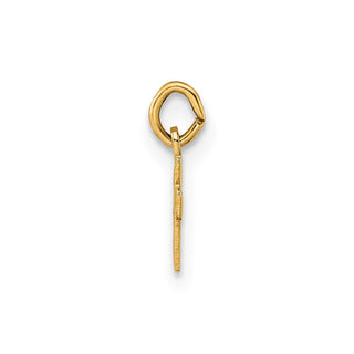 14k Yellow Gold Polished Solid Tiny Heart Cross Charm