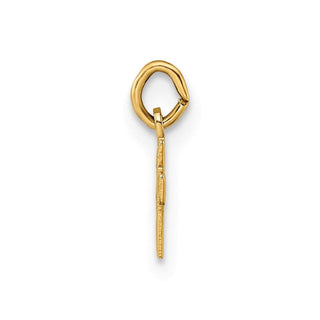 14k Yellow Gold Polished Solid Tiny Heart Cross Charm