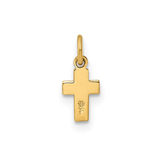 14k Yellow Gold Polished Solid Tiny Heart Cross Charm