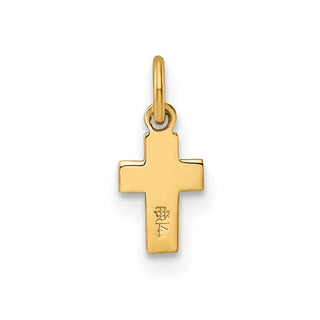 14k Yellow Gold Polished Solid Tiny Heart Cross Charm