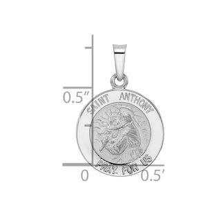 14k White Gold Polished and Satin Hollow St Anthony Medal Pendant XR1919