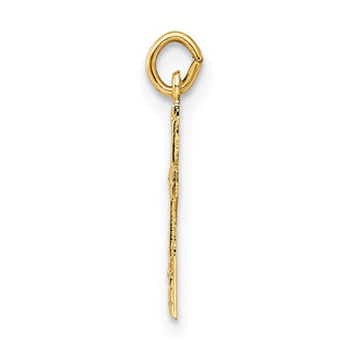 14k Yellow Gold Polished and Textured Solid Cross Charm
