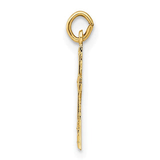 14k Yellow Gold Polished and Textured Solid Cross Charm
