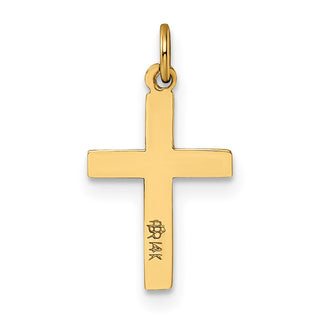 14k Yellow Gold Polished and Textured Solid Cross Charm