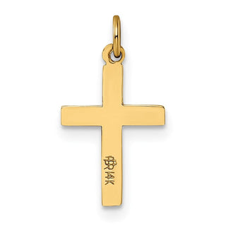 14k Yellow Gold Polished and Textured Solid Cross Charm