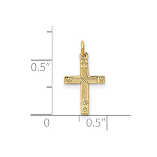 14k Yellow Gold Polished and Textured Solid Cross Charm