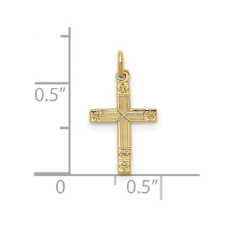 14k Yellow Gold Polished and Textured Solid Cross Charm