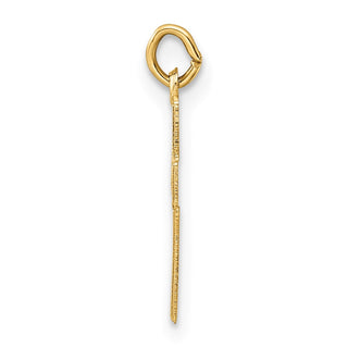 14k Yellow Gold Polished and Textured Solid Star Cross Charm