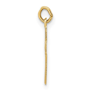 14k Yellow Gold Polished and Textured Solid Star Cross Charm