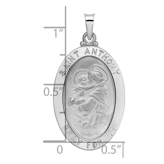 14k White Gold Polished Solid Oval St Anthony Medal Pendant