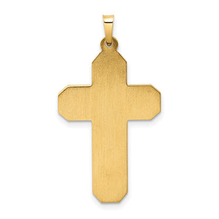 14k Yellow Gold Polished and Textured Hollow Scroll Design Double Cross Pendant