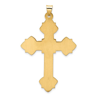 14k Yellow Gold Polished Hollow Fancy Fleur de Lis Cross Pendant