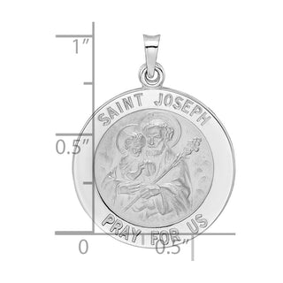 14k White Gold Polished Saint Joseph Solid Medal Pendant