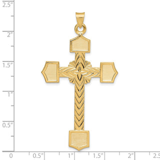 14k Yellow Gold Polished Solid Fancy Design Cross Pendant XR1932