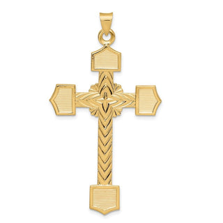 14k Yellow Gold Polished Solid Fancy Design Cross Pendant XR1932