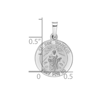 14k White Gold Polished and Satin Hollow St Jude Thaddeus Medal Pendant